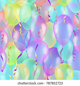 Balloons seamless pattern background, beautiful colorful illustration, , contains transparencies.