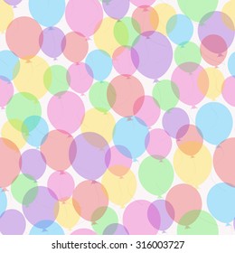 Balloons seamless pattern background, colorful balloons, flat color