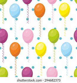 Balloons seamless pattern blue polka dot background