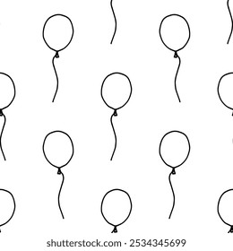 Balloons seamless pattern doodle vector on white background