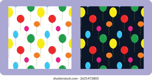 Balloons seamless pattern on black and white background
