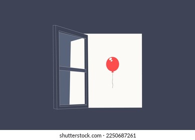 Balloons as seen through window. concept of employee hiring, open position, job recruiting and opportunity.