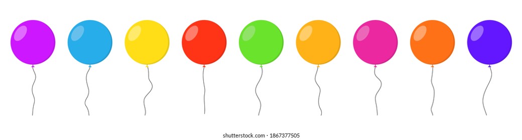 Balloons set. Balloon icons isolated. Colorful helium balloons in flat design. Vector illustration