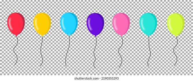 Balloons set. Decor, decoration for birthday, holidays, parties, weddings. Vector isolated illustration on a transparent background.