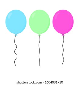 balloons set with different color isolated on white background. vector illustration