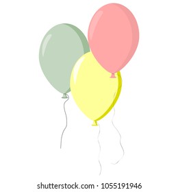 Balloons set,  flat stylein cartoon isolated on white background. Balloons for web site, wallpaper, poster. Modern art. Vector set for greeting and wedding card,mobile app. Vector illustration.