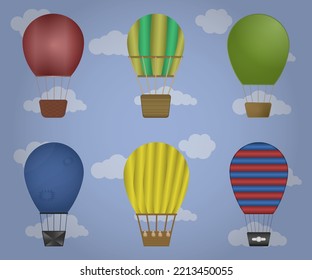 Ballons gesetzt. Luftballon am Himmel. Vektorgrafik