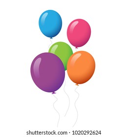 Balloons set isolated on white background.Cartoon flat style balloons for web site,poster,placard and wallpaper.Useful for greeting and wedding card,mobile app.Creative modern art,vector illustration 