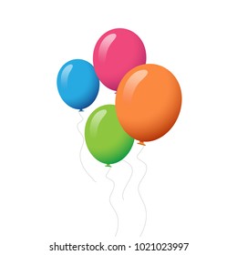 Balloons set isolated on white background.Cartoon flat style balloons for web site,poster,placard and wallpaper.Useful for greeting and wedding card,mobile app.Creative modern art,vector illustration 