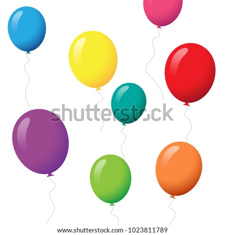 Balloons set isolated on white background.Cartoon flat style balloons for web site,poster,placard and wallpaper.Useful for greeting and wedding card,mobile app.Creative modern art,vector illustration 