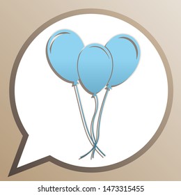 Balloons set sign. Bright cerulean icon in white speech balloon at pale taupe background. Illustration.