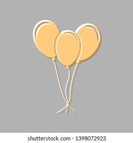 Balloons set sign. Emboss effect with light orange icon on gray background.