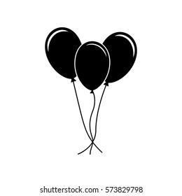 Balloons set sign. Flat style black icon on white.