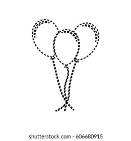 Balloons set sign. Vector. Black dashed icon on white background. Isolated.