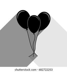 Balloons set sign. Vector. Black icon with two flat gray shadows on white background.