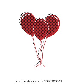 Balloons set sign. Vector. Brown icon with shifted black circle pattern as duplicate at white background. Isolated.