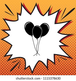 Balloons set sign. Vector. Comics style icon on pop-art background.