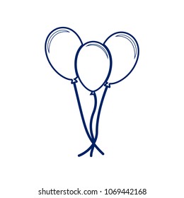 Balloons set sign. Vector. Flat style black icon on white.