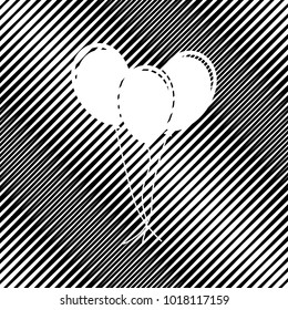 Balloons set sign. Vector. Icon. Hole in moire background.