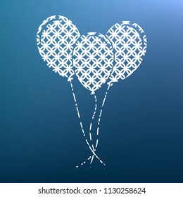 Balloons set sign. Vector. White textured icon at lapis lazuli gradient background.