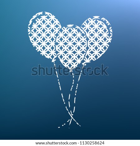 Balloons set sign. Vector. White textured icon at lapis lazuli gradient background.