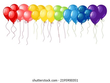 Balloons set vector red, pink, orange, yellow, green, blue and violet on white background. Rainbow colors.