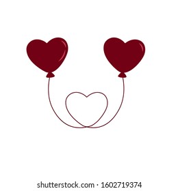 Balloons in the shape of a heart. Happy Valentines Day. Feast of love, February 14th. On white background. Vector