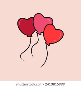 balloons with a shape of heart vector illustration design