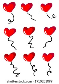 Balloons in the shape of hearts