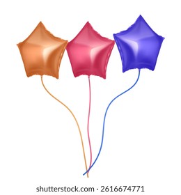 balloons in the shape of a star for postcards, parties, design Vector illustration