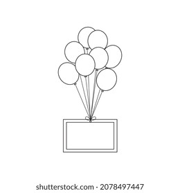 balloons simple drawing outline for coloring book vector illustration