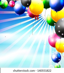 balloons in the sky for birthday background