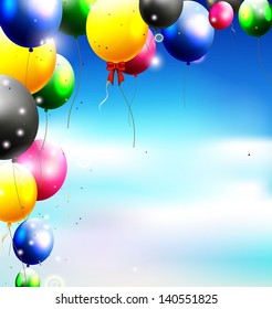 balloons in the sky for birthday background