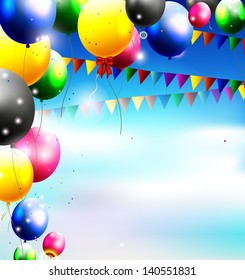 balloons in the sky for birthday background