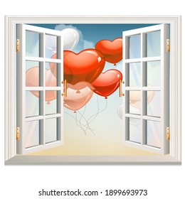 balloons sky card vector illustration