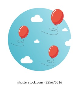 Balloons in the sky. Concept of freedom and team working