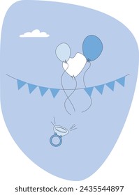 Balloons in the sky, garland and wedding ring