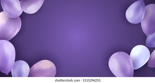 Balloons sky. Party background. Colorfull realistic flyer. Birthday vector banner. Bright balloon.