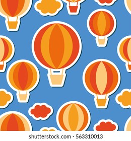Balloons in the sky - seamless background. Print. Repeating background. Cloth design, wallpaper.