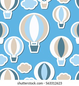 Balloons in the sky - seamless background. Print. Repeating background. Cloth design, wallpaper.
