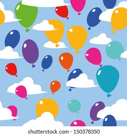 Balloons in the sky seamless pattern