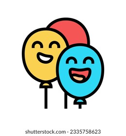 balloons smile character color icon vector. balloons smile character sign. isolated symbol illustration
