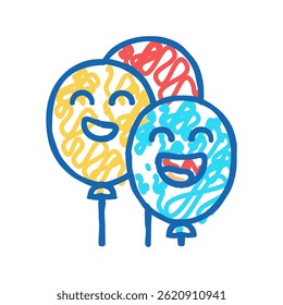 balloons smile character doodle icon sketch vector. balloons smile character sign. isolated symbol illustration