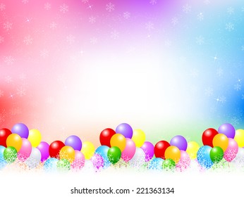 Balloons snow background