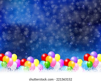 Balloons snow background