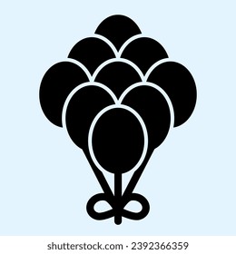 Balloons solid icon. Cute nine helium gas balls. Wedding asset vector design concept, glyph style pictogram on white background, use for web and app. Eps 10