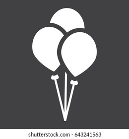 Balloons solid icon, party and holiday, vector graphics, black background, eps 10.