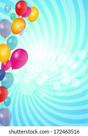 Balloons and swirl background with space for text