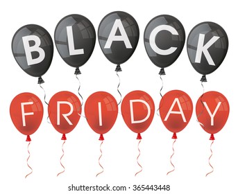 Balloons with text Black Friday on the white. Eps 10 vector file.