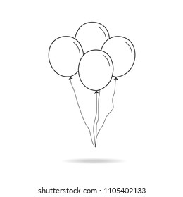 Balloons thin line isolated on white background. Trendy balloons for web site, poster,placard,print material and mobile app. Creative art for greeting cards, modern drawing concept,vector illustration